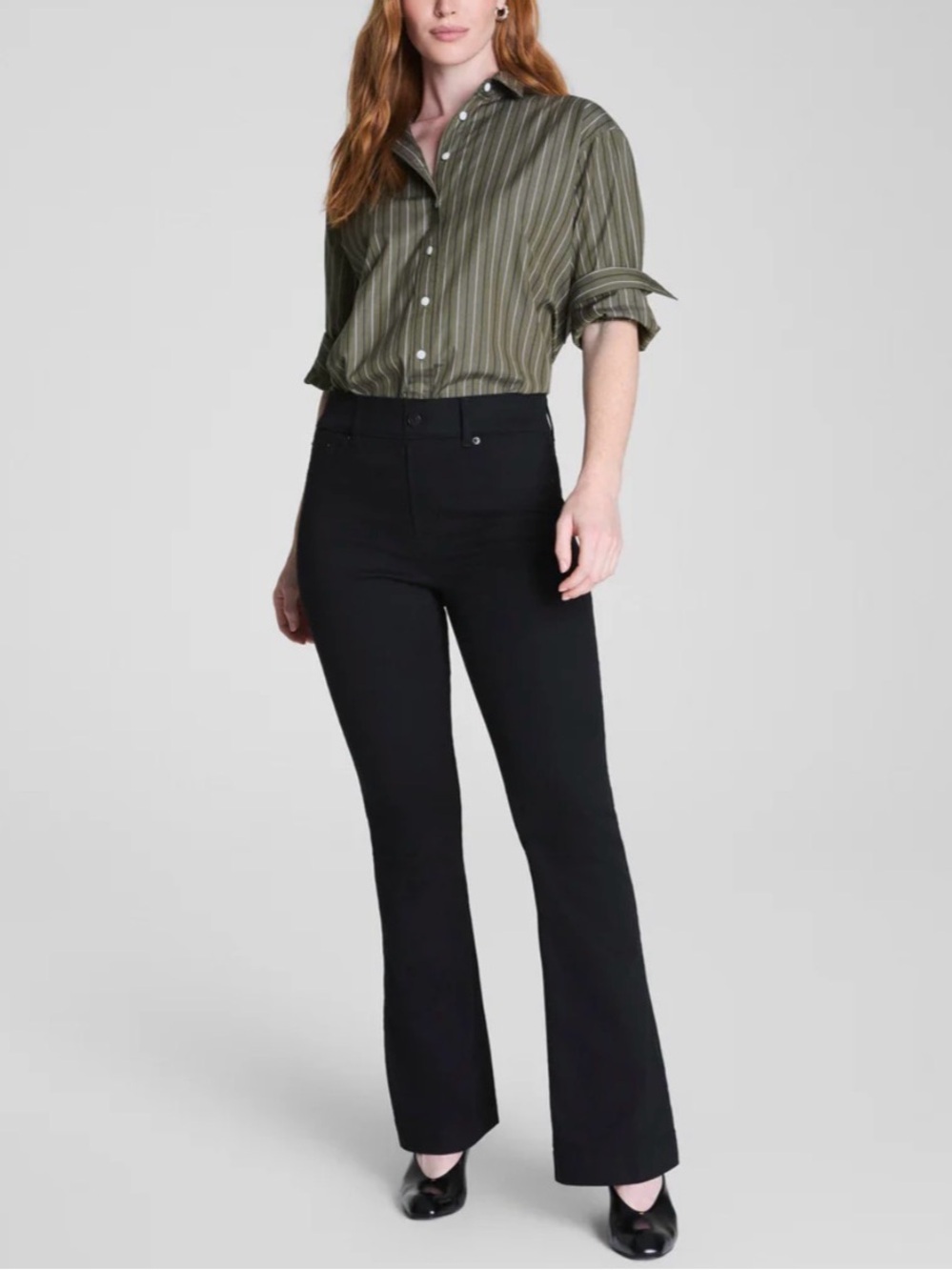 SPANX High-Rise Pull-On Flare Jeans in Black